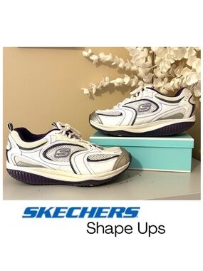 Skechers Shape-Ups Women's Toning Shoes SN 12320 Size 8.5 Silver Purple White